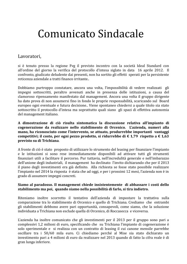 comunicato ideal standard 06-12-12-001